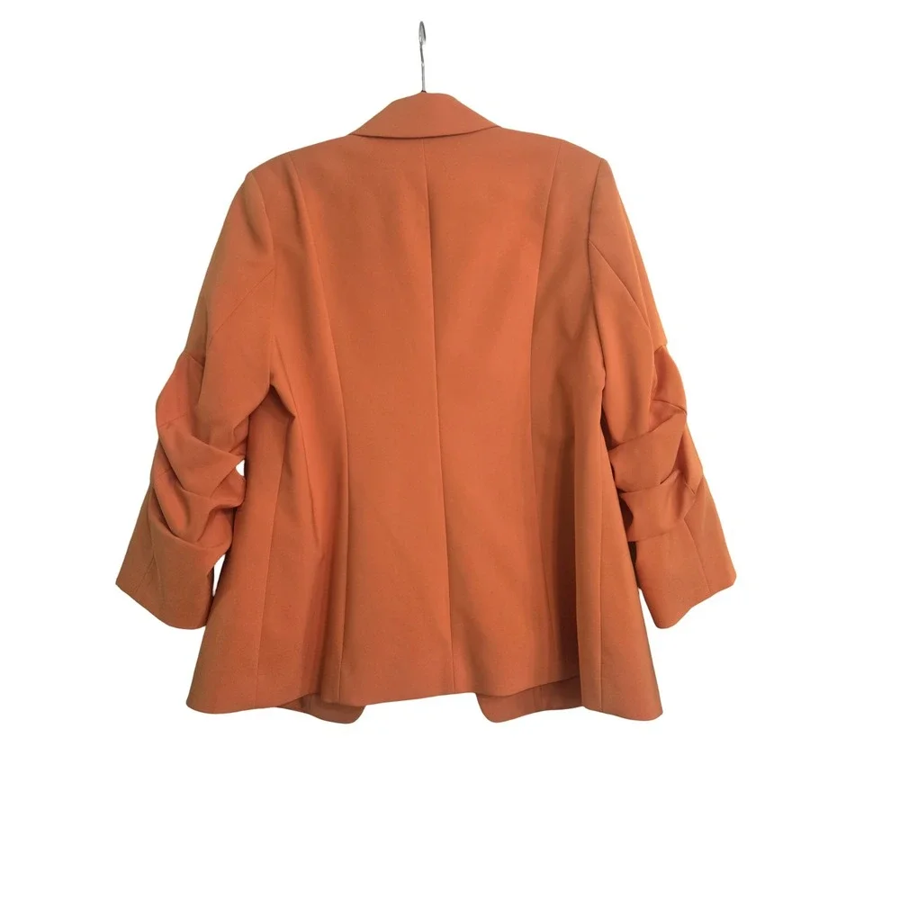 Joseph Ribkoff Orange Pleated 3/4 Sleeve Single Button Blazer‎ Jacket Size 14